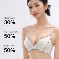 Sujetador con escote en V profundo inalámbrico con letras en inglés, ropa interior push-up ajustada a prueba de golpes, sujetador antiflacidez sin marcas para mujer - details 30