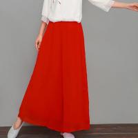 Pantalones informales de pierna ancha de gasa para mujer, Pantalón recto fino, holgado, transpirable, de doble capa, largos de cintura alta a la moda - details 7
