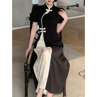 Vestido elegante de talla grande para mujer, nuevo estilo, Cheongsam mejorado, pintura de tinta Oriental, verano - details 46