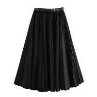 BUNO-2024 Otoño/Invierno francés minimalista Pu cuero empalme A-line falda Retro elegante Midi falda de media longitud Mujer - details 1