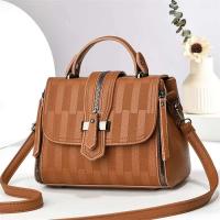 Bolso de hombro diagonal de gran capacidad de alta gama para mujer, botón con cremallera, forro de poliéster -21497 - details 7