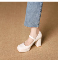 Nuevo temperamento francés tacones gruesos tacones altos zapatos de mujer - details 8
