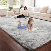 Alfombra Salon Grandes Shaggy Antideslizante Super Suave Pelo Largo Fluffy Alfombra Adecuado para la Decoración de Salas de Estar y Dormitorios (160 x 200 cm, Gris Blanco) - details 8