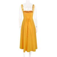 Vestido Midi bohemio de verano con tirantes finos y abertura en el muslo, vestido con lazo en la parte delantera, estampado liso, sin mangas, Vintage, vestidos de playa - details 53
