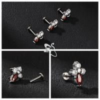 ZS 1 pieza de Piercing de labio Labret de acero inoxidable sin rosca, anillo de labios de cristal CZ, pendiente de Piercing de cartílago hélice Tragus de 16G, 6/8/10MM - details 10