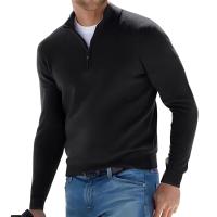 Nuevo jersey de manga larga para hombre, suéteres de Color sólido con media cremallera, suéter de punto con cuello en V, ropa de calle transpirable de gran tamaño para hombre - details 1