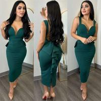 Elegante Vestido Midi con Lazo de Espalda y Volantes Perfecto para Fiestas Nocturnas, Clubes y Eventos de Moda para Mujeres - details 7