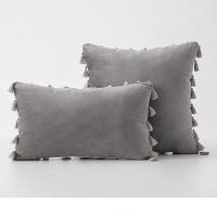 Bonenjoy 1 funda de cojín con borlas, funda de almohada de terciopelo, fundas de almohada de color sólido para decoración de sofá/cama/coche, 30x50/45x45/50x50 - details 18