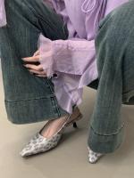 Nuevo stiletto tacones altos bolsa cabeza sandalias mujer francés con falda noche brisa vacío solo zapatos zapatos de mujer - details 29