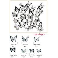 Pegatinas de Pared de Mariposa 3D Blancas y Negras Decoración de Boda Decalques de Dormitorio y Sala de Estar - details 7