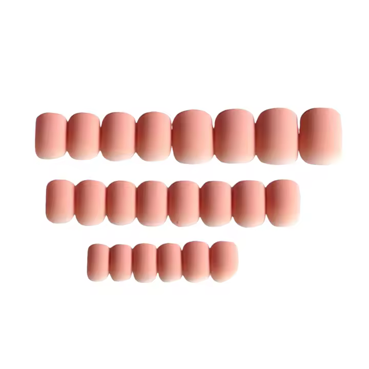 Juego de uñas postizas color rosa melocotón, 24 piezas con adhesivo, ideal para mujeres y niñas - 1