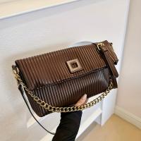 Nueva llegada: elegante bolso cruzado para mujer con correa de cadena en tono dorado, cierre magnético y diseño acanalado, perfecto para ir de compras, salidas y uso diario, bolso cruzado - details 0
