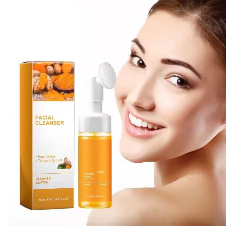 Yaper 2 piezas de espuma para lavado de cara, limpieza profunda y exfoliante, limpiador facial de cúrcuma con cepillo. - 1
