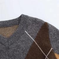 2024 otoño nuevo invierno mujer Casual moda Slim Fit versátil melocotón corazón cuello a cuadros suéter de manga larga - details 5
