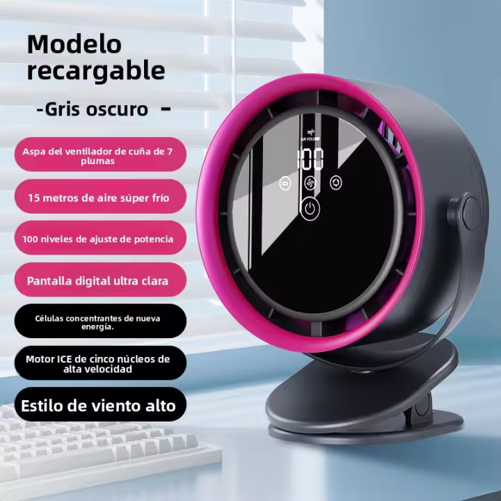 Nuevo ventilador de escritorio, carga con pantalla táctil digital, ventilador de circulación de aire, ventilador sin aspas montado en la pared de escritorio - 1