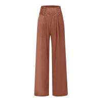 Pantalones largos sueltos de lino y algodón de pierna ancha para mujer con cintura elástica informal de primavera y verano - details 22