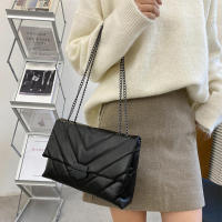 Bolso cruzado de cuero PU con hilo de bordado para mujer, bolso de cadena para hombro, bolso de mujer de marca de gran capacidad - details 14