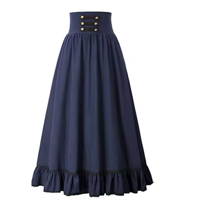 Falda Maxi Victoria de Estilo Vintage de Cintura Alta Falda Anudada Casual para Fiestas para Damas. - 1