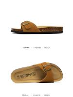 Sandalias planas de mujer 2024 con puntera de corcho, tallas de verano 6-11, zapatillas antideslizantes ajustables - details 1