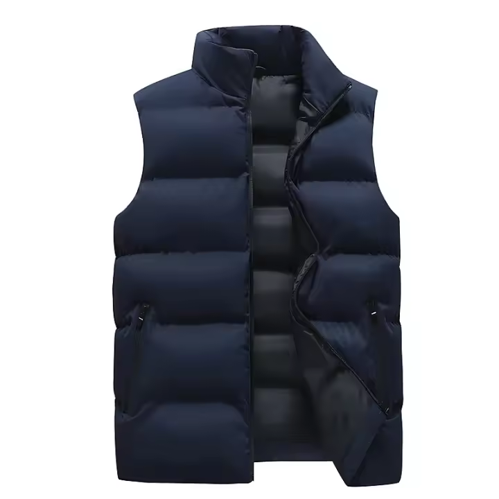 Chaleco Sin Mangas Cálido para Hombres Abrigo Impermeable de Cremallera con Cuello Alto - 1