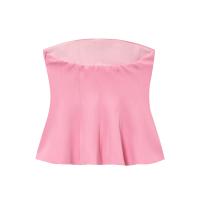 PB & ZA 2025 Falda corta estilo dobladillo fuera del hombro temperamento simple color sólido tubo top novedad de verano ropa de mujer - details 8