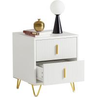 Mesita de Noche Mesa Auxiliar Mobiliario de Salón Moderno con 2 cajones L40xP40xH47 cm ES - details 0