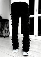 Pantalones vaqueros rasgados para hombre ，Vaqueros rectos ceñidos con borlas，Adecuado para deportes callejeros Casuales - details 4
