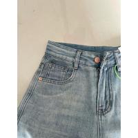 Novedad de verano, pantalones vaqueros rectos sueltos de color azul claro, pantalones de pierna ancha drapeados versátiles de cintura alta - details 2