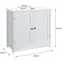Mueble bajo lavabo de madera blanca de 60x60x30 cm con 2 puertas y 2 estantes para lavabos con pedestal. - details 3