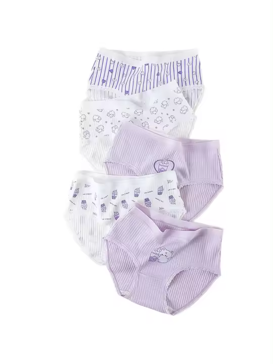 Ropa interior cómoda para niña, calzoncillos de algodón suave para niña, helado, paquete de 5 - 1
