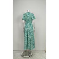 Vestido Elegante con Estampado Pastoral y Cuello en V para Mujer, Estilo Nuevo 2025, Ajustado a la Cintura - details 5