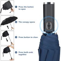 Paraguas automático grande de 24 huesos de Color sólido, luz plegable, gran formato, sombrilla para exteriores, protección UV, paraguas automático - details 9