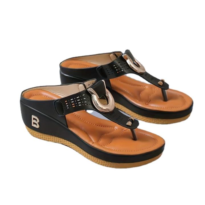 Chanclas Para Mujer Con Soporte De Arco - Cuero, Suela De Goma Antideslizante, Ligeras Y Elegantes