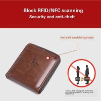 Cartera De Cuero Para Hombre Lujo Monedero Con Bolsillo Para Monedas Y Tarjetas RFID Cierre De Cremallera Regalo Para Hombres Bolsa De Dinero - details 22
