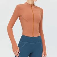 Top de Yoga de manga larga para mujer, chaqueta deportiva ajustada con cuello levantado para entrenamiento para correr, chaqueta deportiva para exteriores - details 5
