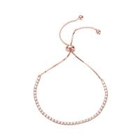 Pulsera de tenis clásica de circonita cúbica chapada en oro de 14 quilates para mujer |   Deslizador ajustable - details 0