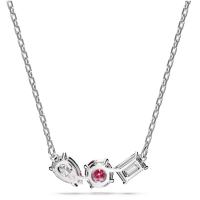 Swarosk Colgante circular de cristal de plata de ley 925, rosa claro, tres circonitas, cuadrado redondo, colgante en forma de lágrima, collar, regalo de joyería para mujer - details 2