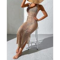 Vestido informal semitransparente de punto para mujer, vacaciones en la playa, estilo europeo, sin mangas, con espalda abierta - details 2
