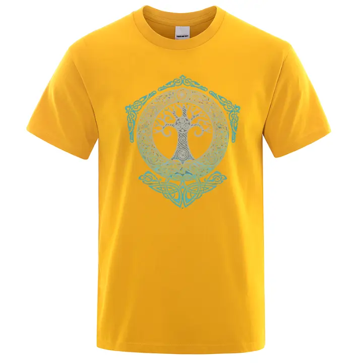 Yggdrasil Camiseta con Diseño de Árbol del Mundo para Hombre, Camisa con Patrón Estampado, Mitología Nórdica, Odin Aesir, Prenda de Marca de Moda, Verano, 2022 - 1