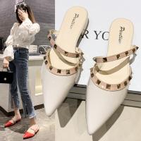 Bolsa de mujer cabeza media zapatillas 2025 verano nuevo tacón bajo francés tacón grueso zapatillas frescas casual falda de hadas zapatos - details 1