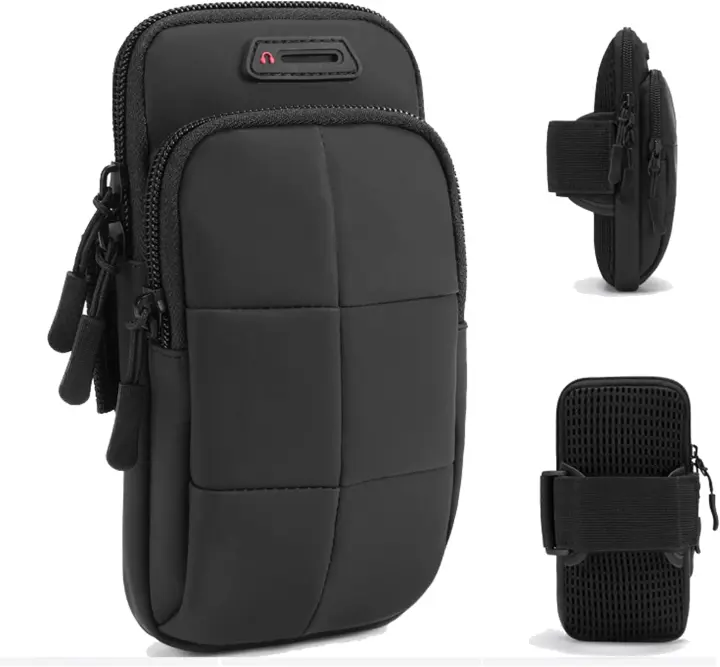 Brazaletes de teléfono para correr, soporte para teléfono celular con brazalete para hacer ejercicio (negro) - 1