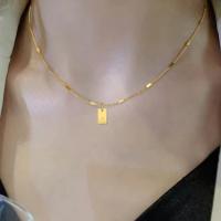 Collar de acero inoxidable dorado para mujer, joyas colgantes con letras - details 0