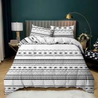Juego de Cubierta de Edredón de Lujo en Tamaño King Queen Full Twin Ligero Negro y Blanco Estilo Bohemio para Niñas y Niños - details 1