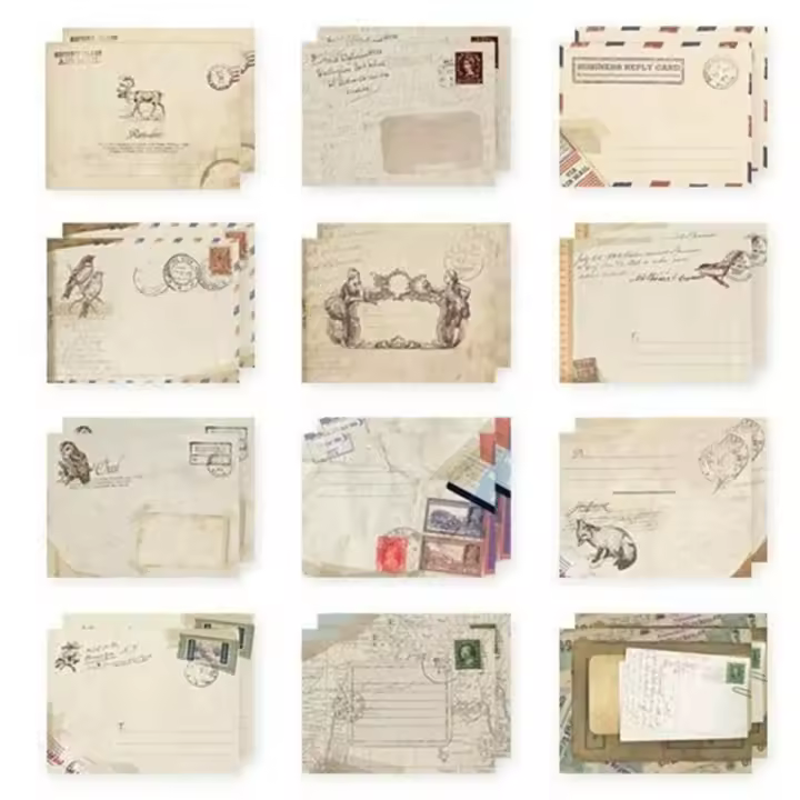 Mini sobres de papel de carta de felicitación Retro, papelería Vintage, tarjeta, 12 unidades por lote - 1
