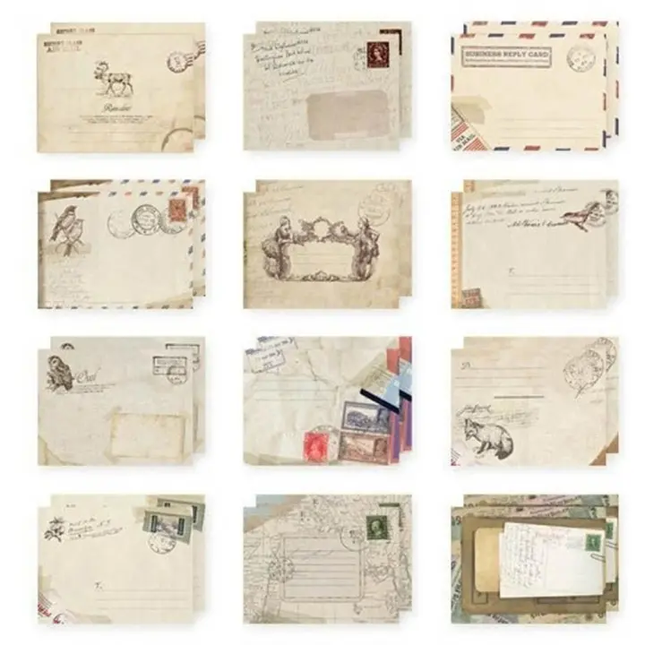 Mini sobres de papel de carta de felicitación Retro, papelería Vintage, tarjeta, 12 unidades por lote - 1
