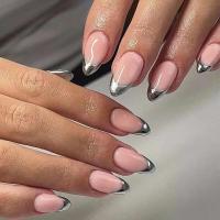 24 piezas de uñas con diseño de ojo de gato adhesivo, uñas postizas cortas francesas, cortaúñas ovaladas simples, puntas de uñas totalmente cubiertas y usables - details 4
