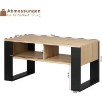 Mesa Centro Baja Mesa Auxiliar de 2 Niveles Mesita Lateral para Sofá Mesa de Café con Comodidades - details 11