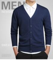 Chaqueta de hombre, suéter, cárdigan de algodón con cuello en V, suéter de punto fino para hombre - details 0