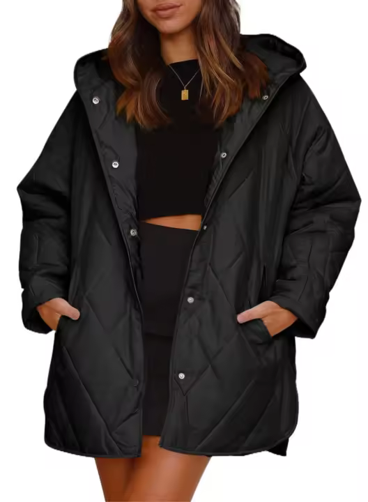 Chaquetas con capucha para mujer, abrigos informales a la moda, Otoño e Invierno - 1