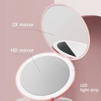 Espejo de Maquillaje Luminoso LED Portátil Pequeño, Plegable, Luz USB, Espejo Magnificado Compacto para Cosméticos - details 3